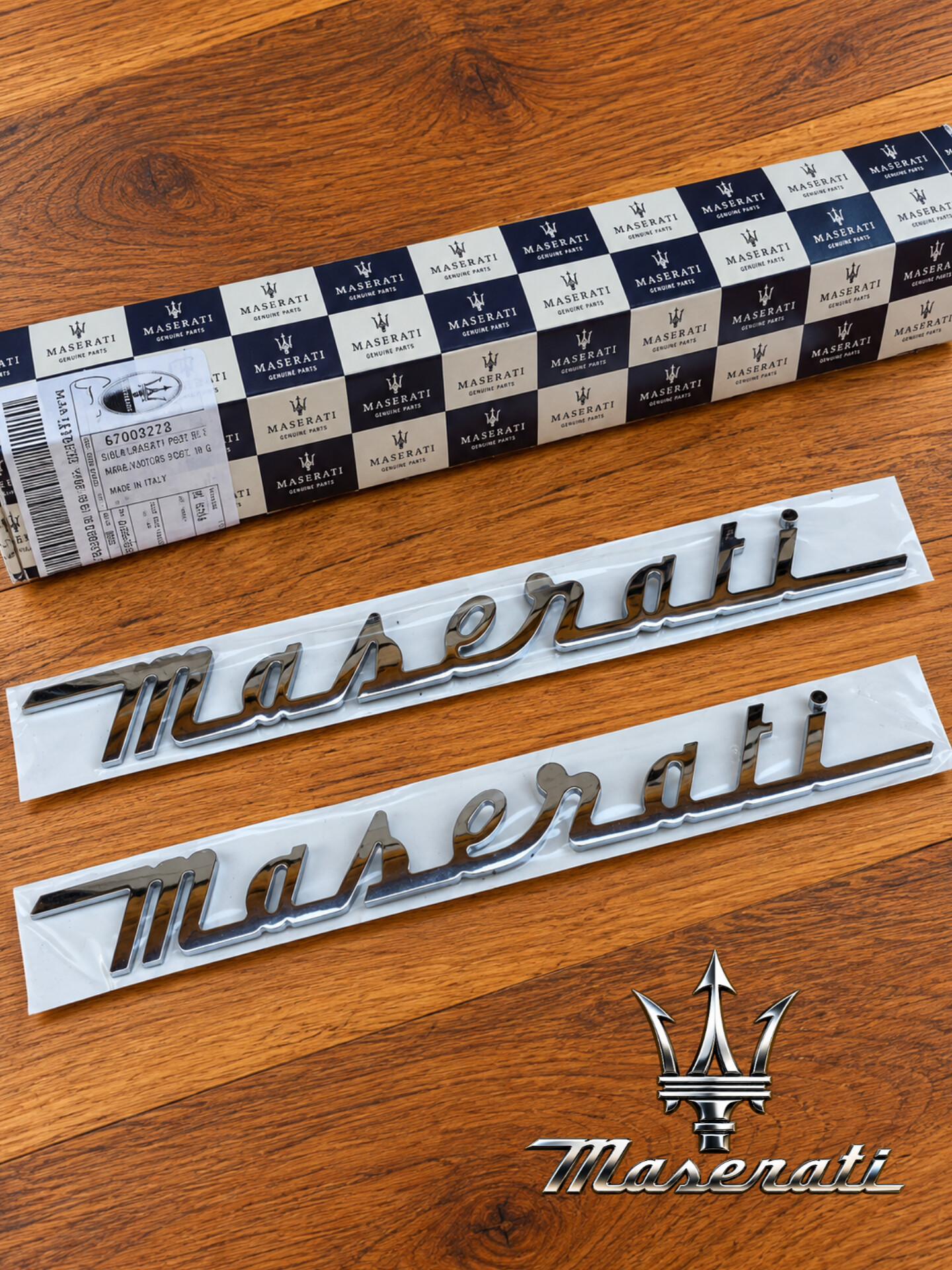 آرم نوشته Maserati درب صندوق مازراتی گیبلی ،کواتروپورته،لوانته،گرن کابریو اورجینال