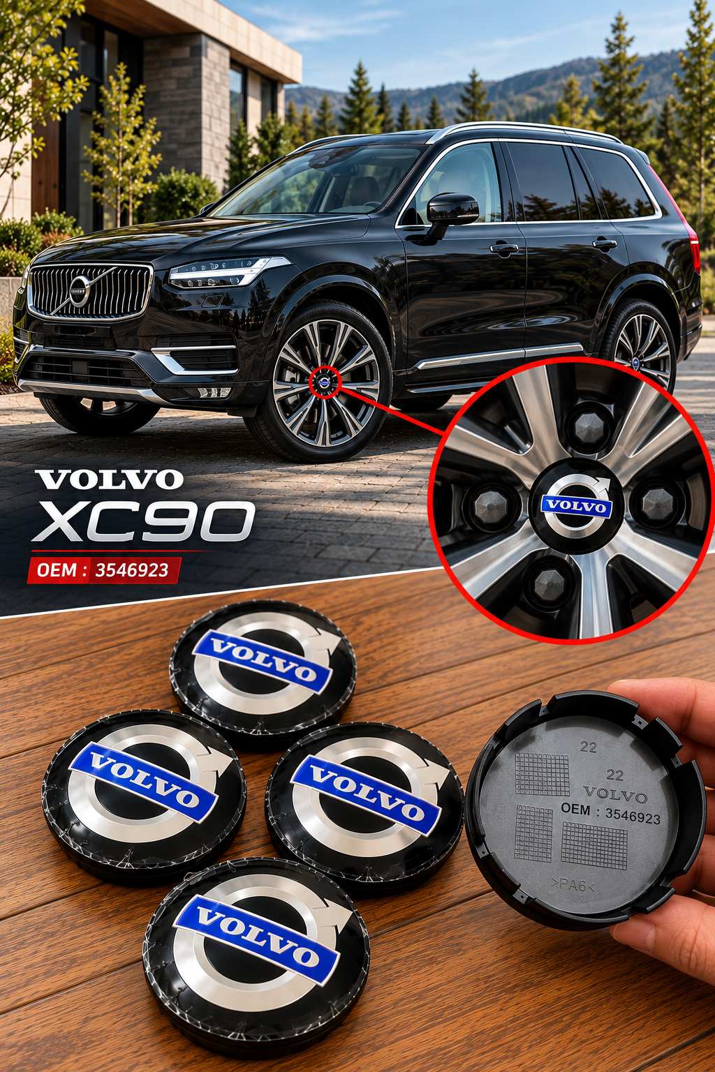 قالپاق رینگ ولوو 64mm | کاپ رینگ اصلی ولوو پارت نامبر 3546923 | XC40، XC70، XC90 ، EX30، S90